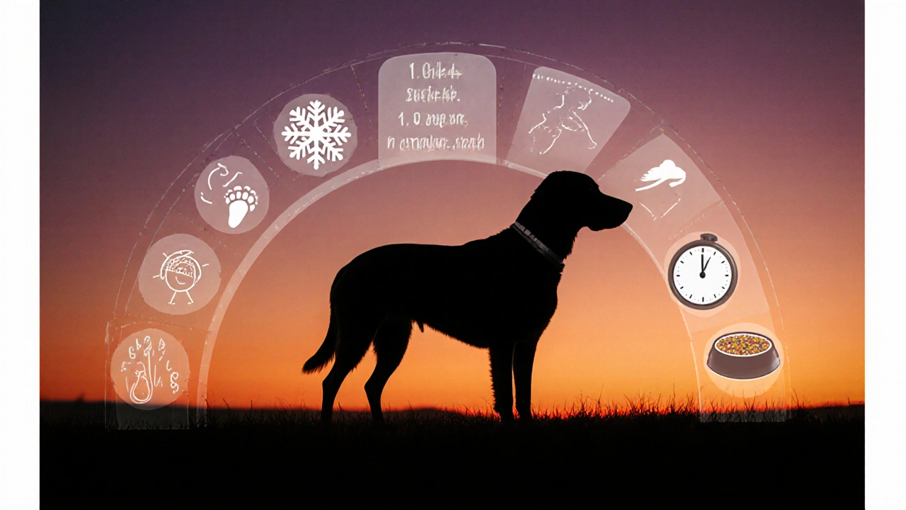 Силуэт собаки с диаграммой идеального телосложения