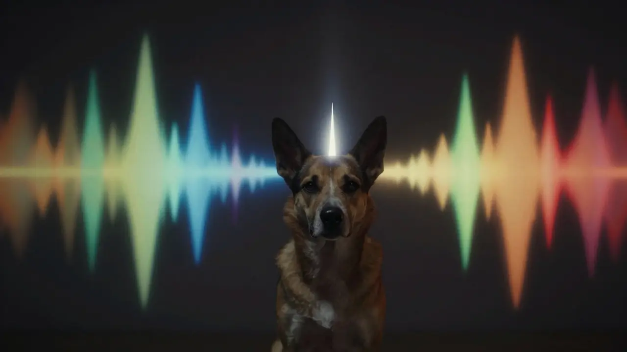 Вид собаки: хаос вокруг, но владелец — единственный четкий элемент в фокусе.